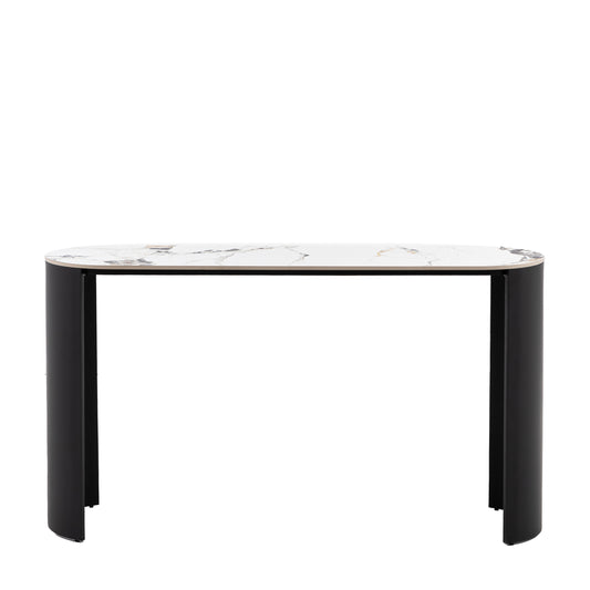 Marzio Luxury Console Table – Carrara Marble Effect & Black Metal