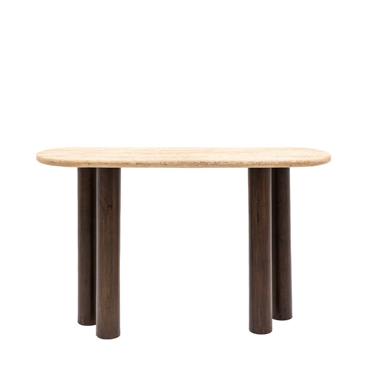 Trevi Console Table – Mango Wood & Travertine Stone Luxury