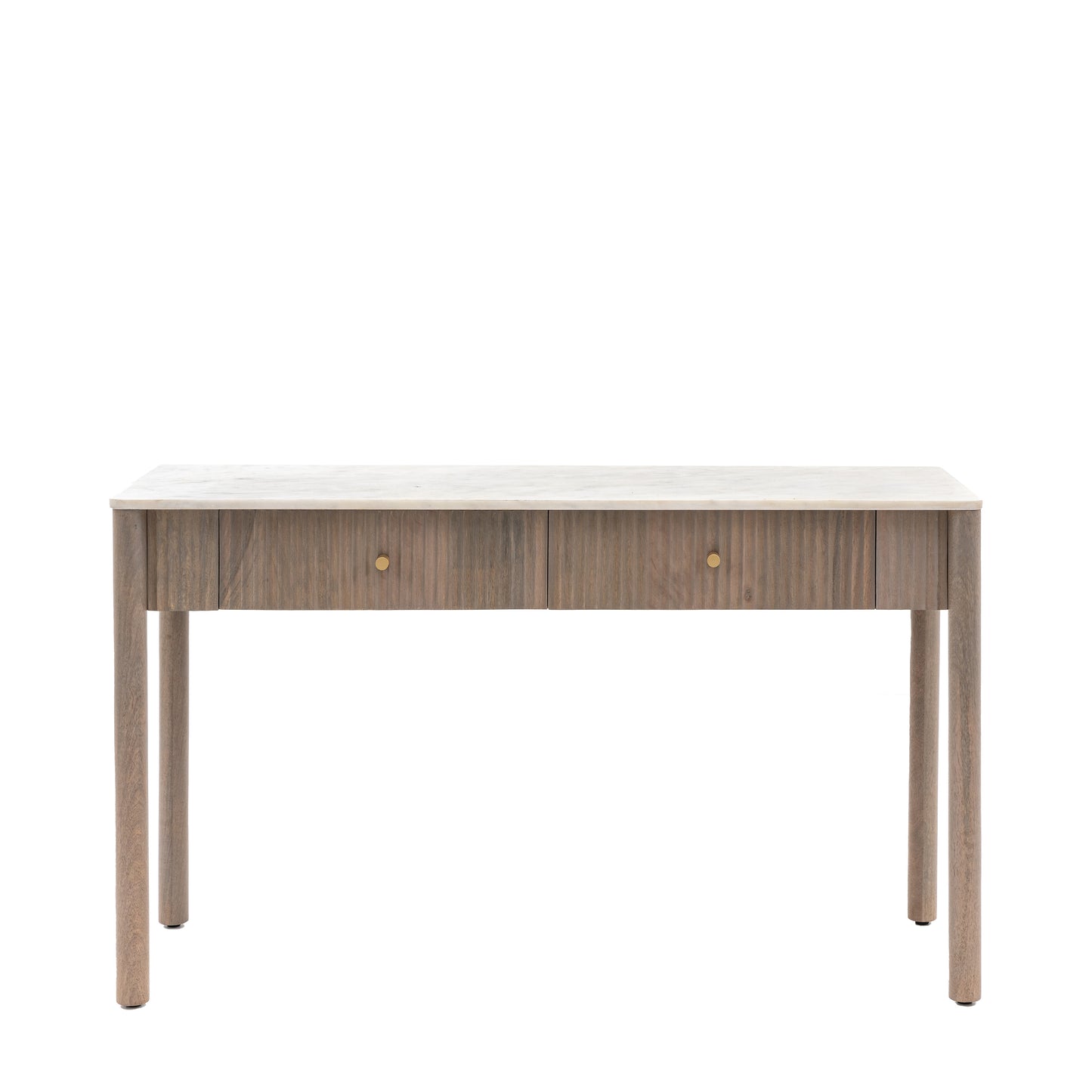 Marmo 2 Drawer Console Table – Grey Wash Wood & Carrara Marble
