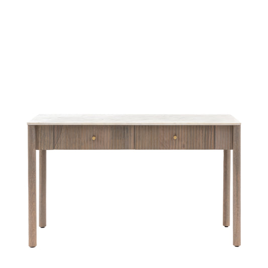 Marmo 2 Drawer Console Table – Grey Wash Wood & Carrara Marble