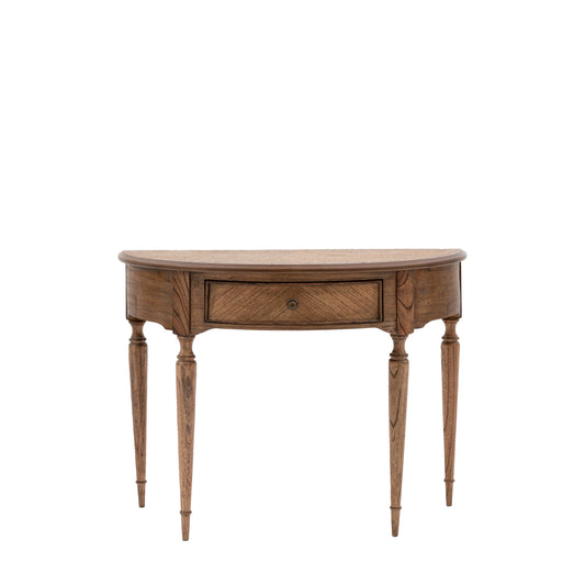 Highgrove Demi Lune Console Table – Natural Wood Marquetry Design