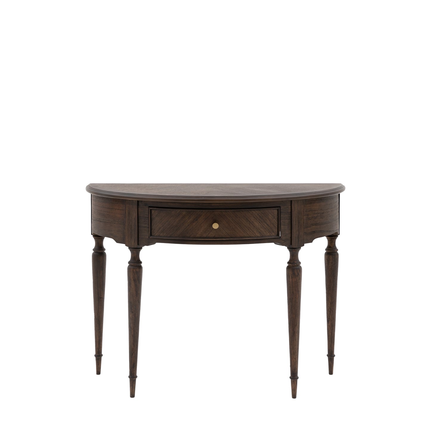 Madison Demi Lune Console Table – Dark Wood Marquetry Design