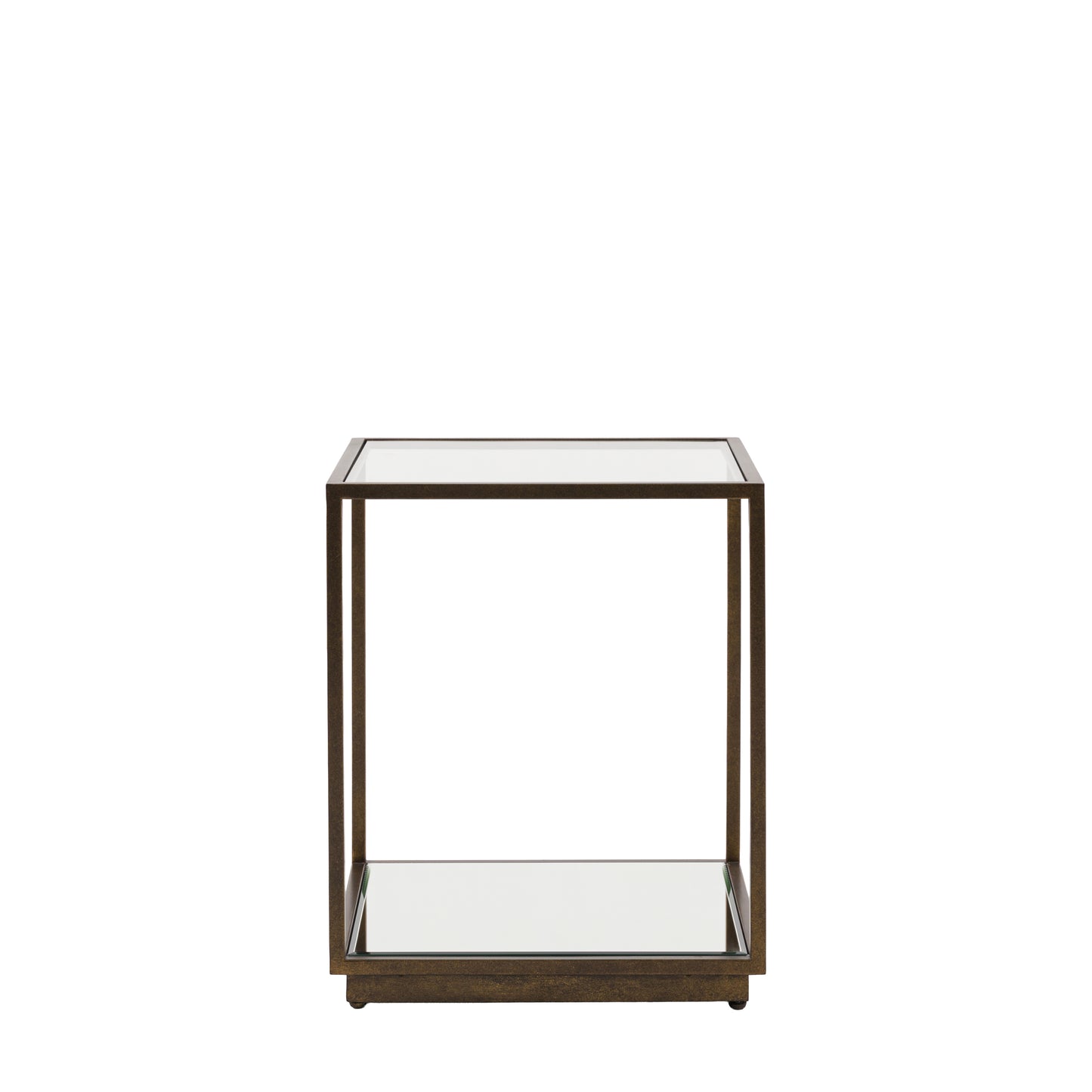 Avento Bronze Glass Side Table | Modern Luxury Accent Table with Mirrored Shelf