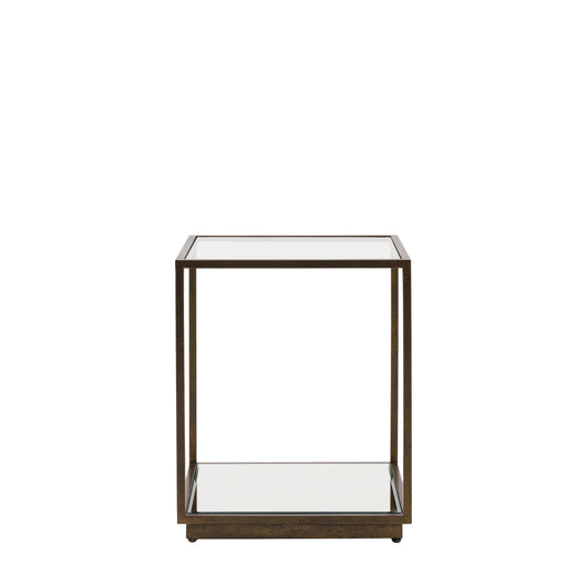 Avento Bronze Glass Side Table | Modern Luxury Accent Table with Mirrored Shelf
