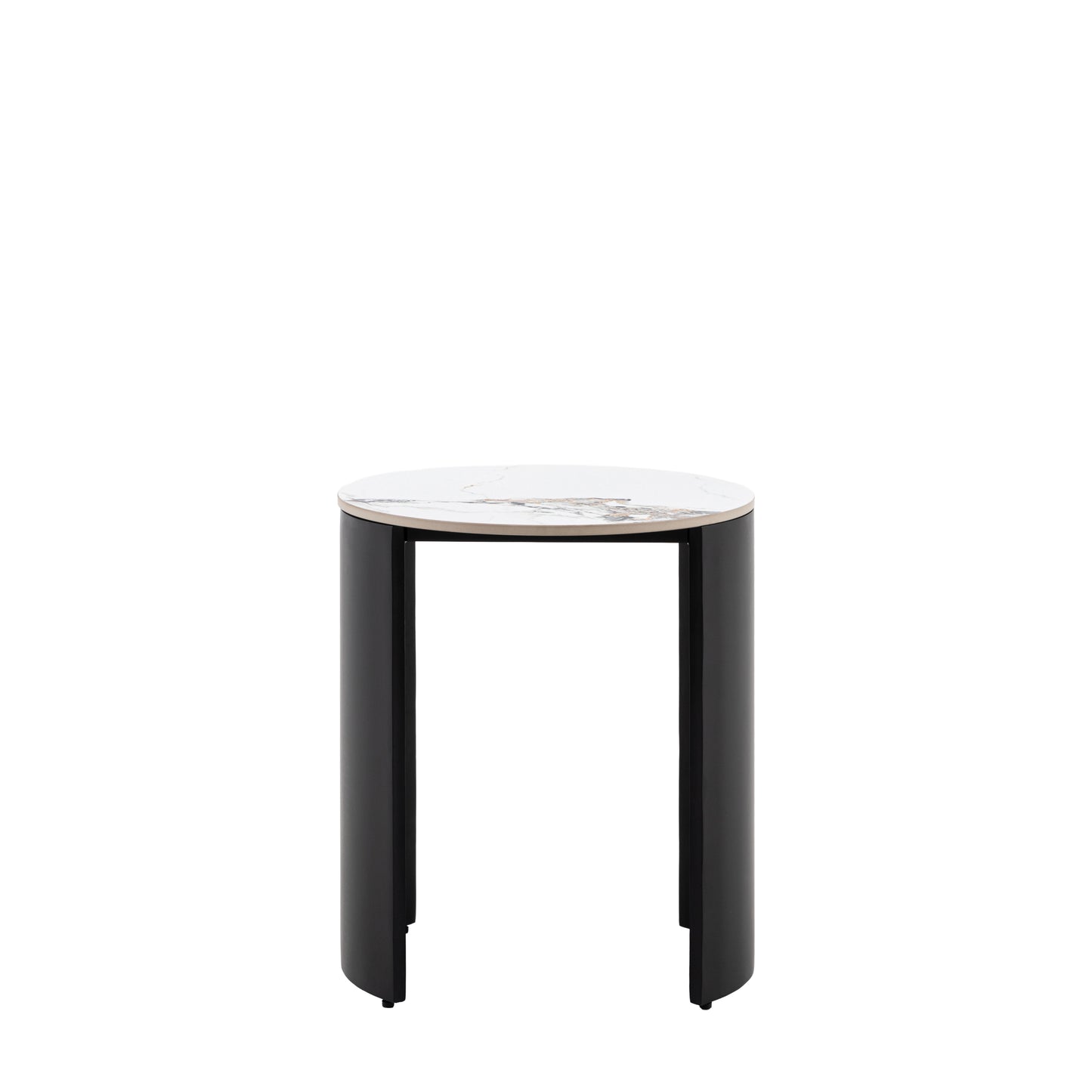 Marzio Black Marble Side Table | Modern Luxury Accent Table with Curved Metal Frame