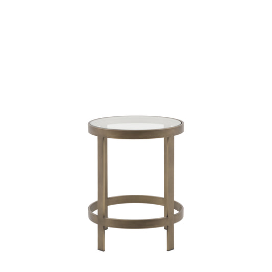 Monti Bronze Glass Side Table | Elegant Metal Frame Accent Table with Toughened Glass Top