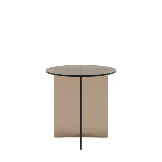 Parioli Charcoal Glass Side Table | Retro Inspired Modern Accent Table in Tinted Glass