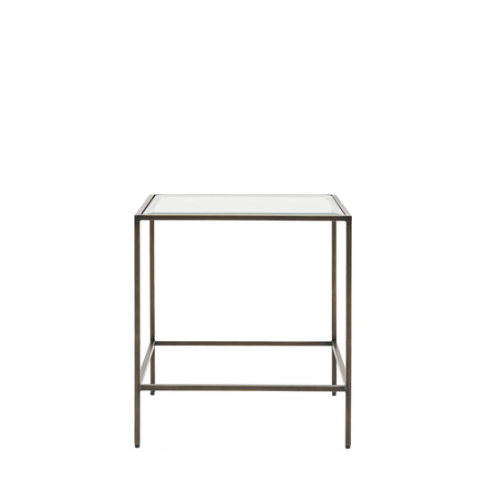Rothbury Bronze Side Table | Luxury Bevelled Glass Accent Table with Antique Bronze Frame