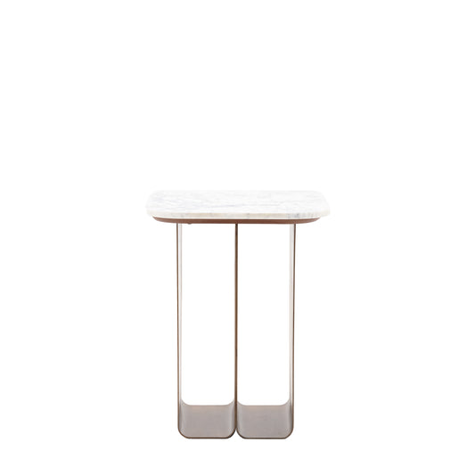 Dorado Gold Marble Side Table | Luxury Square Accent Table with Metal Base