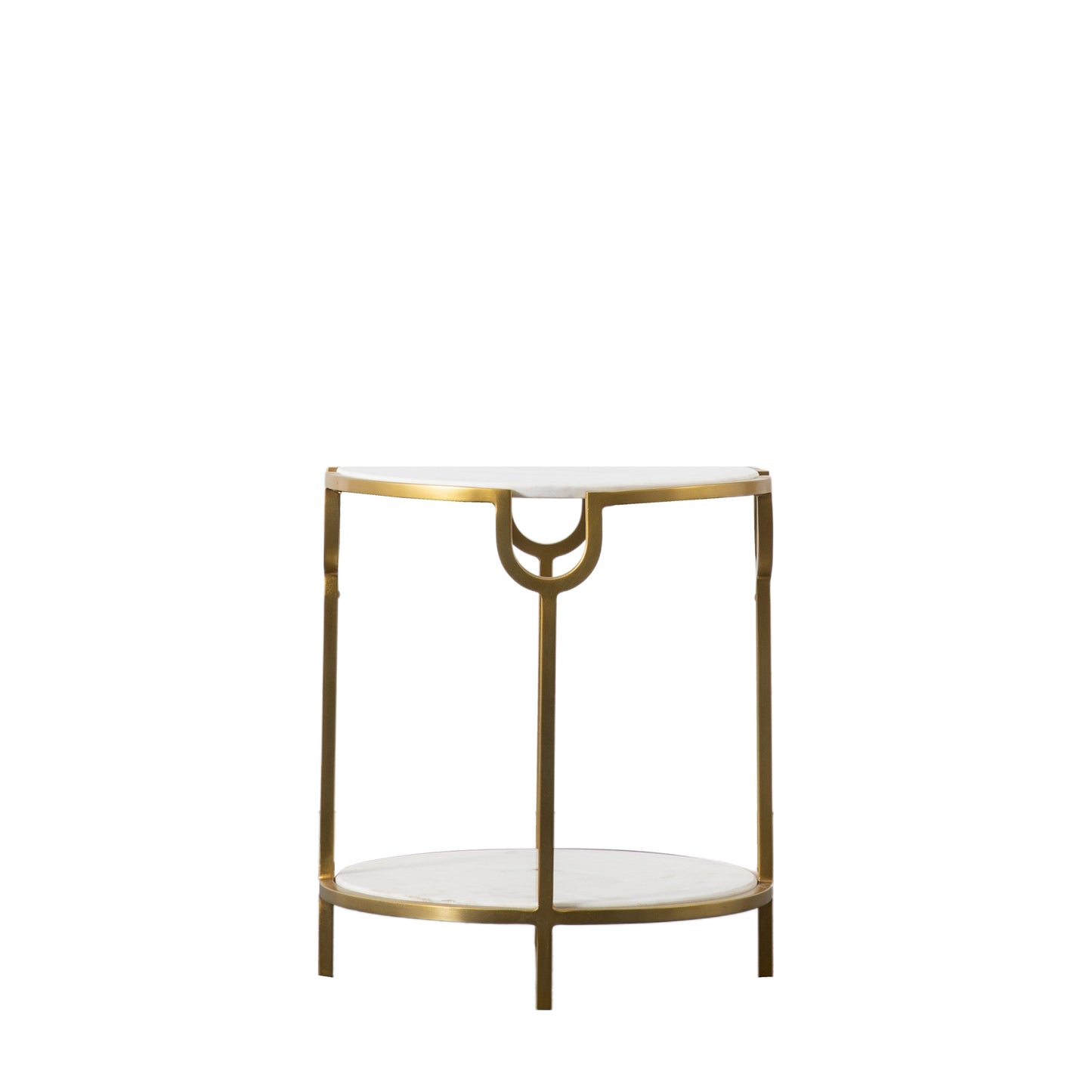 Weston White Marble Side Table | Luxury Brass Frame Accent Table with Natural Stone Top