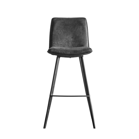 Palmer Grey Faux Leather Bar Stool Set of 2 | Contemporary Kitchen Counter Stools