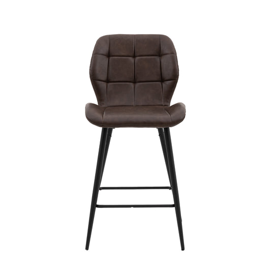 Manford Brown Faux Leather Counter Stool Set of 2 | Mid Century Modern Bar Stools