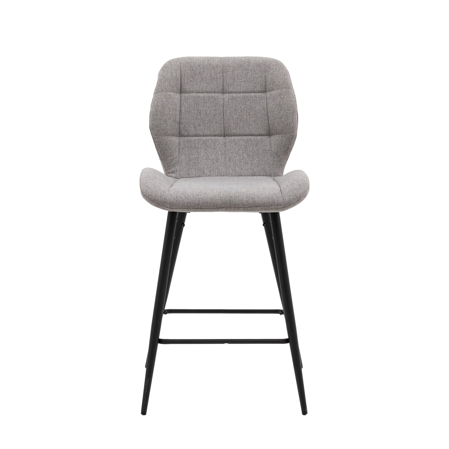 Manford Light Grey Upholstered Counter Stool Set of 2 | Modern Mid Century Bar Stools with Metal Legs