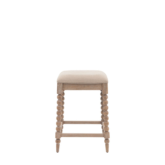 Artisan Oak Bar Stool | Handcrafted Bobbin Detail Counter Stool in Natural Oak
