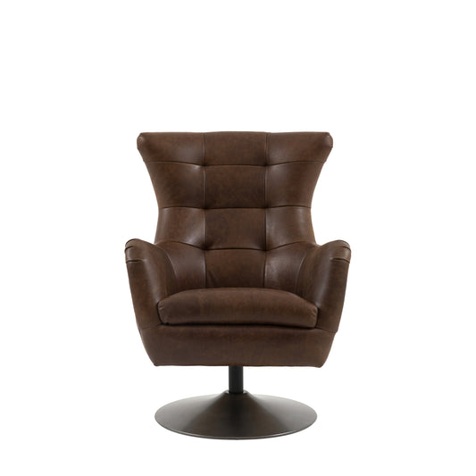 Bristol Swivel Chair – Brown Leather