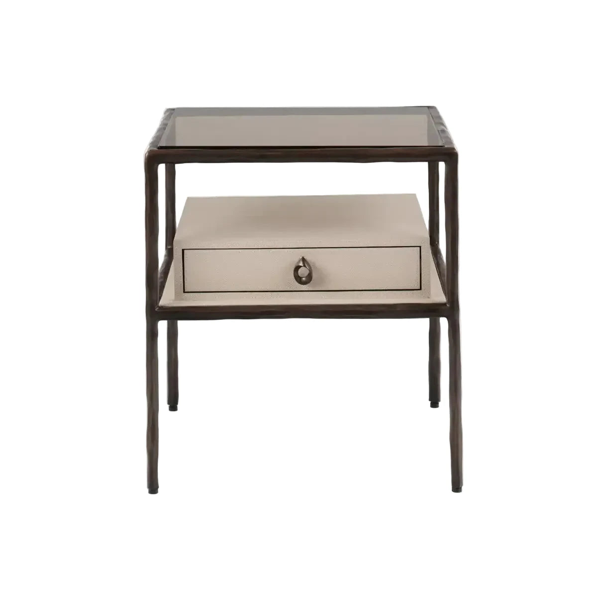 Forge Bedside Table Pumice Leather