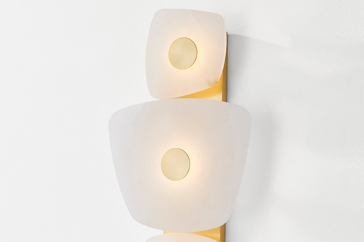 Holmdel 3-Light Wall Light – Aged Brass with Alabaster Shade