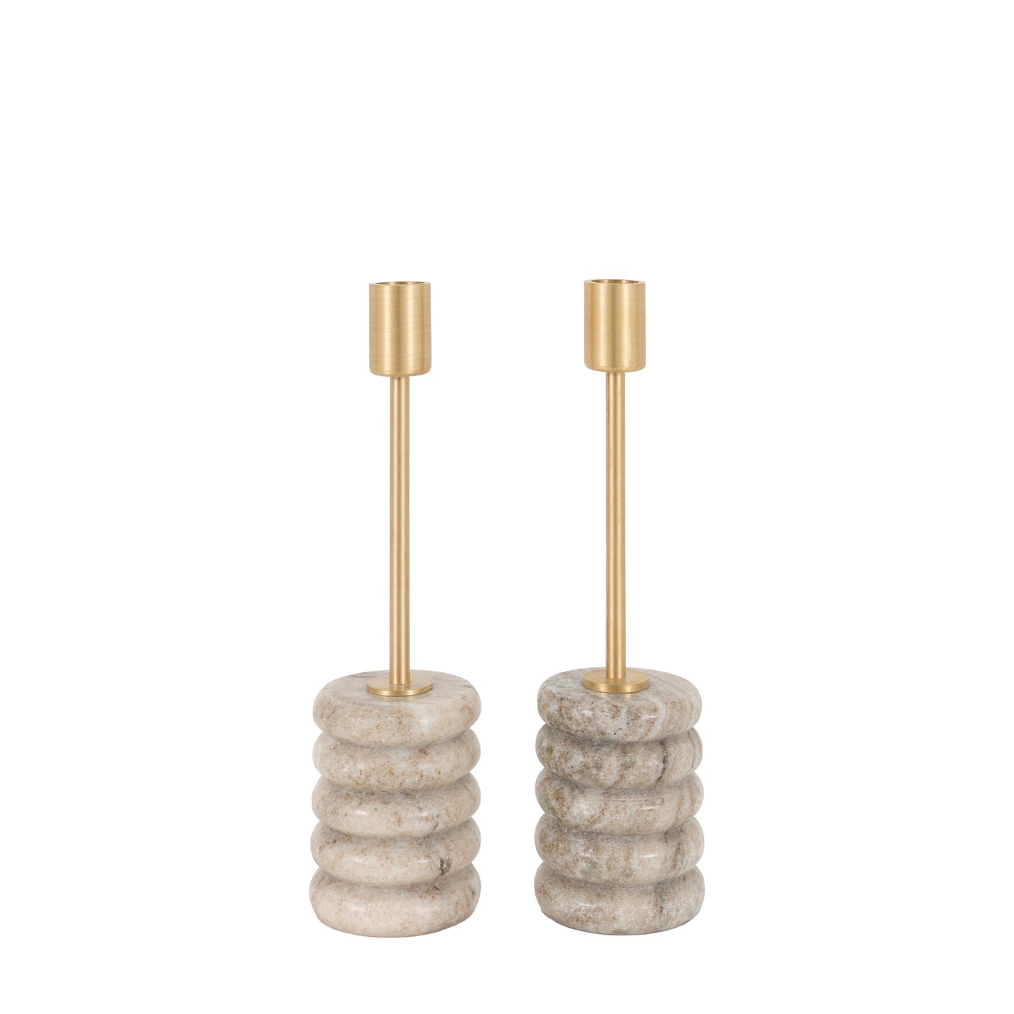 Novi Gold Candle Stick Set of 2 – Beige Marble