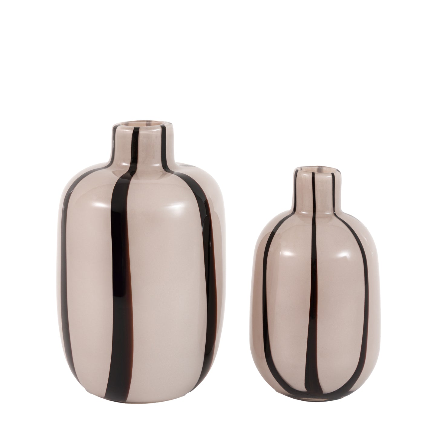 Linea Stripe Glass Vase Monochrome – Set of 2