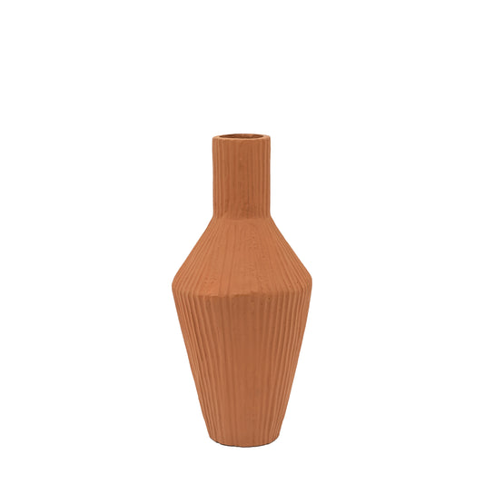 Zahara Ribbed Cast Metal Vase