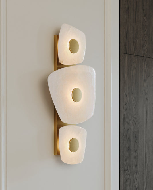Holmdel 3-Light Wall Light – Aged Brass with Alabaster Shade