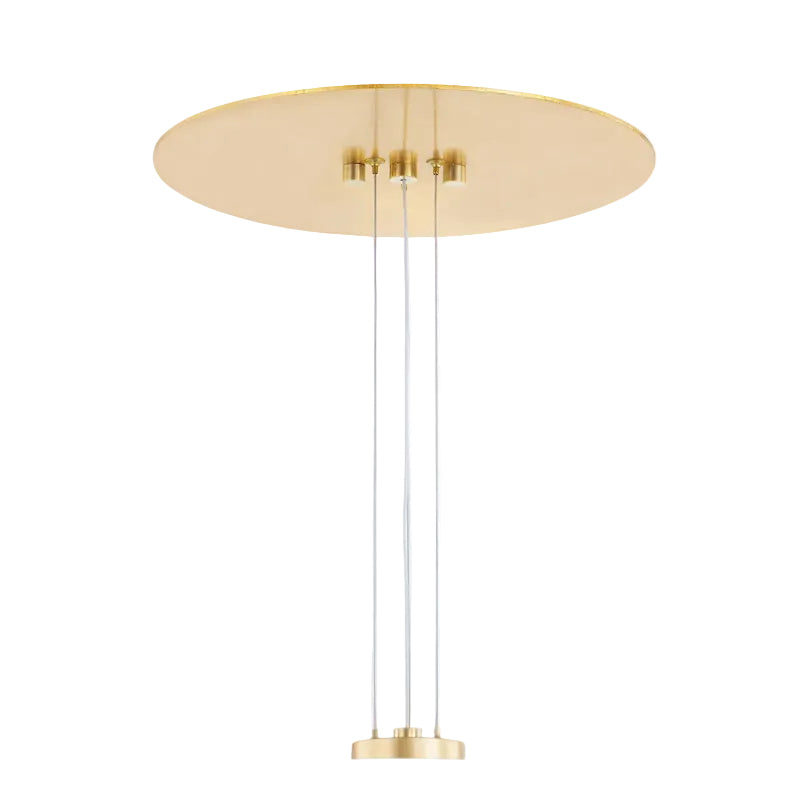 Gold pendant light fixture on a white background