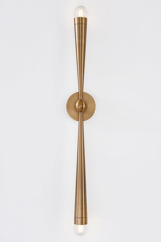 Delran Wall Light – Aged Brass with Textured Shade