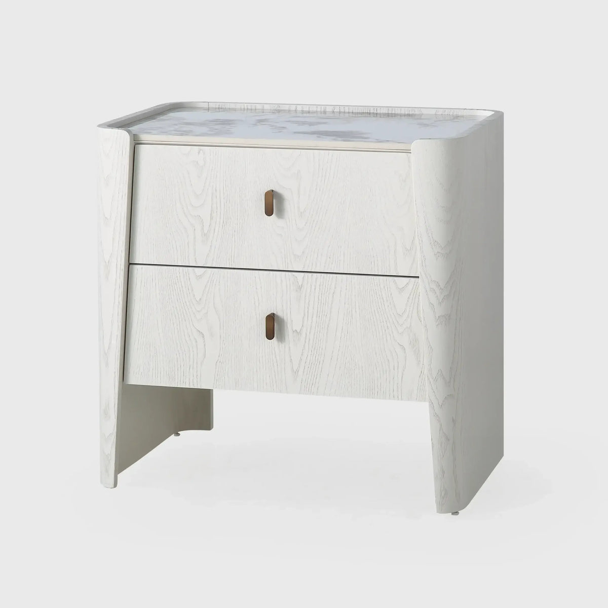 Kelly 2 Drawer Bedside Large White Ash