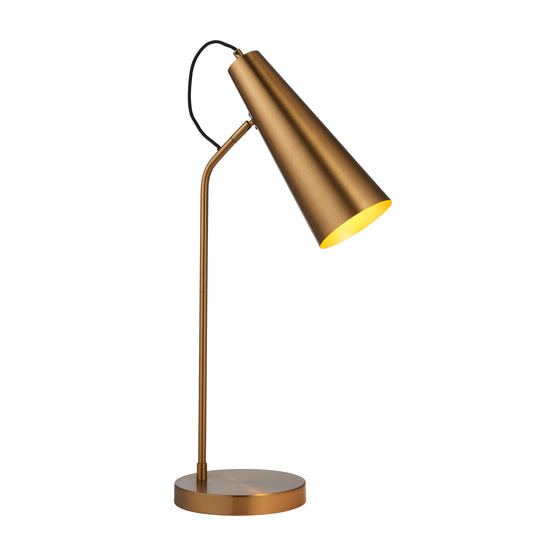 Gold desk lamp on a white background