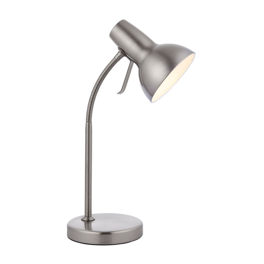 Silver desk lamp on a white background
