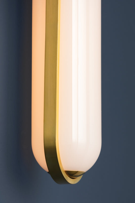 Lorimer Wall Sconce – Aged Brass with White Glass