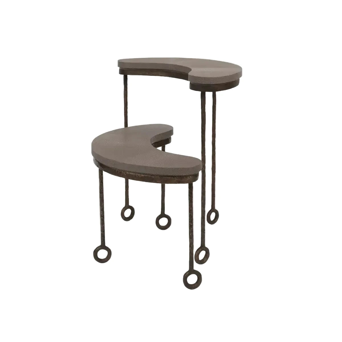 Marais Bronze Tables Grey Shagreen Leather