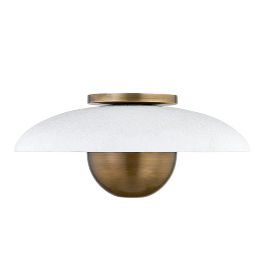 Noah 1-Light Ceiling Light – Patina Brass and Gesso White