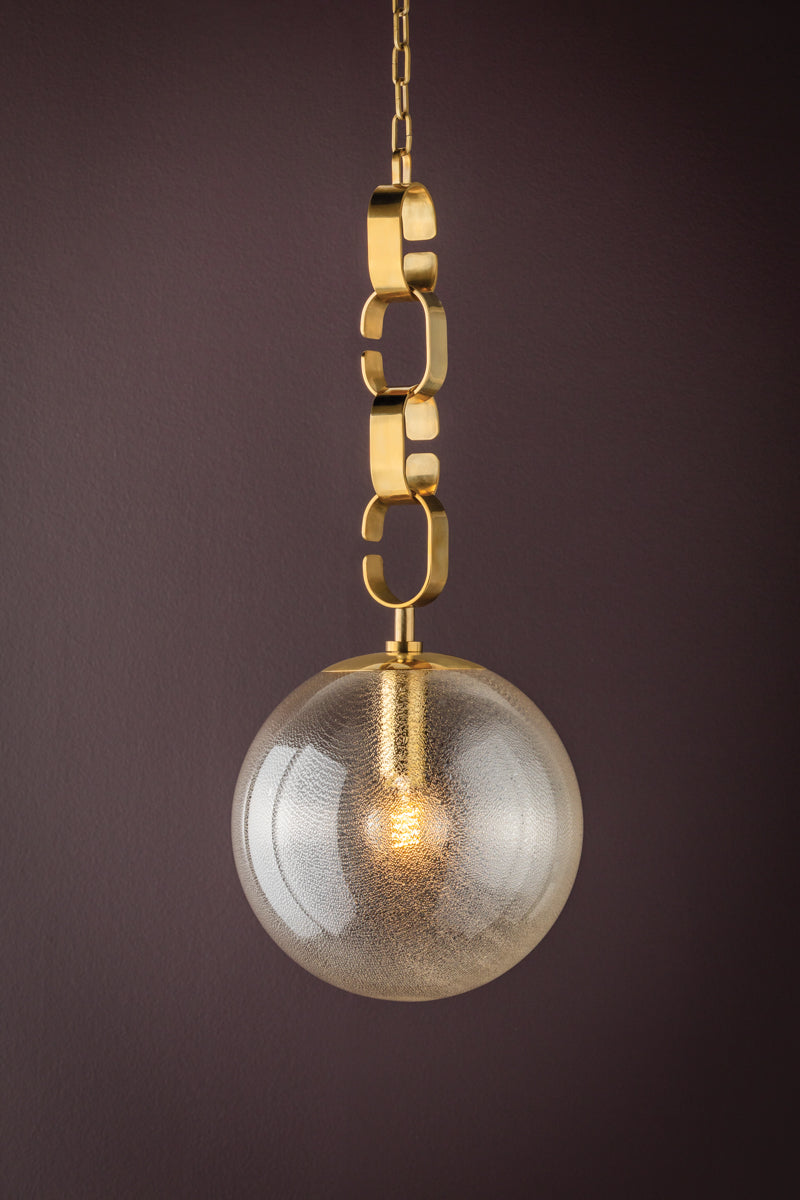 Nessa Glass Pendant – Vintage Brass with Gold Mesh Shade – Bellurie