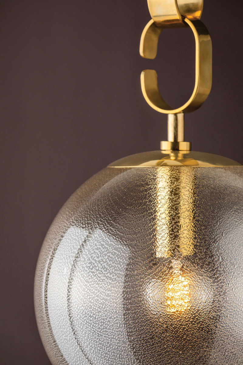 Nessa Glass Pendant – Vintage Brass with Gold Mesh Shade – Bellurie