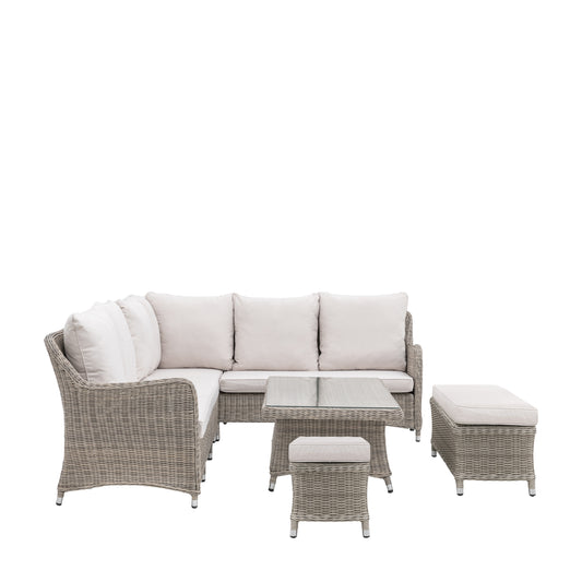 Holton Corner Square Dining Set with Fire Pit