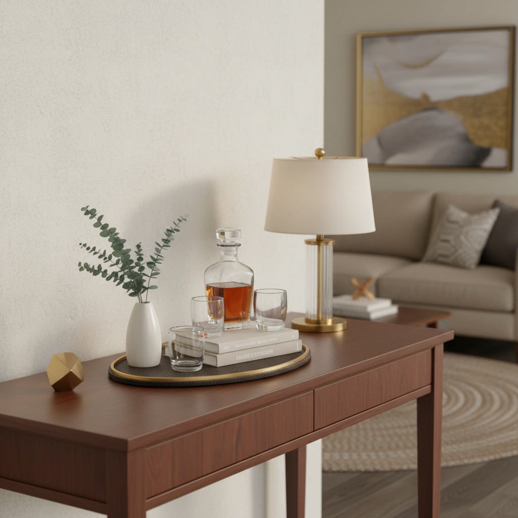 Oval Tray Metal Trim in Faux Shagreen Leather