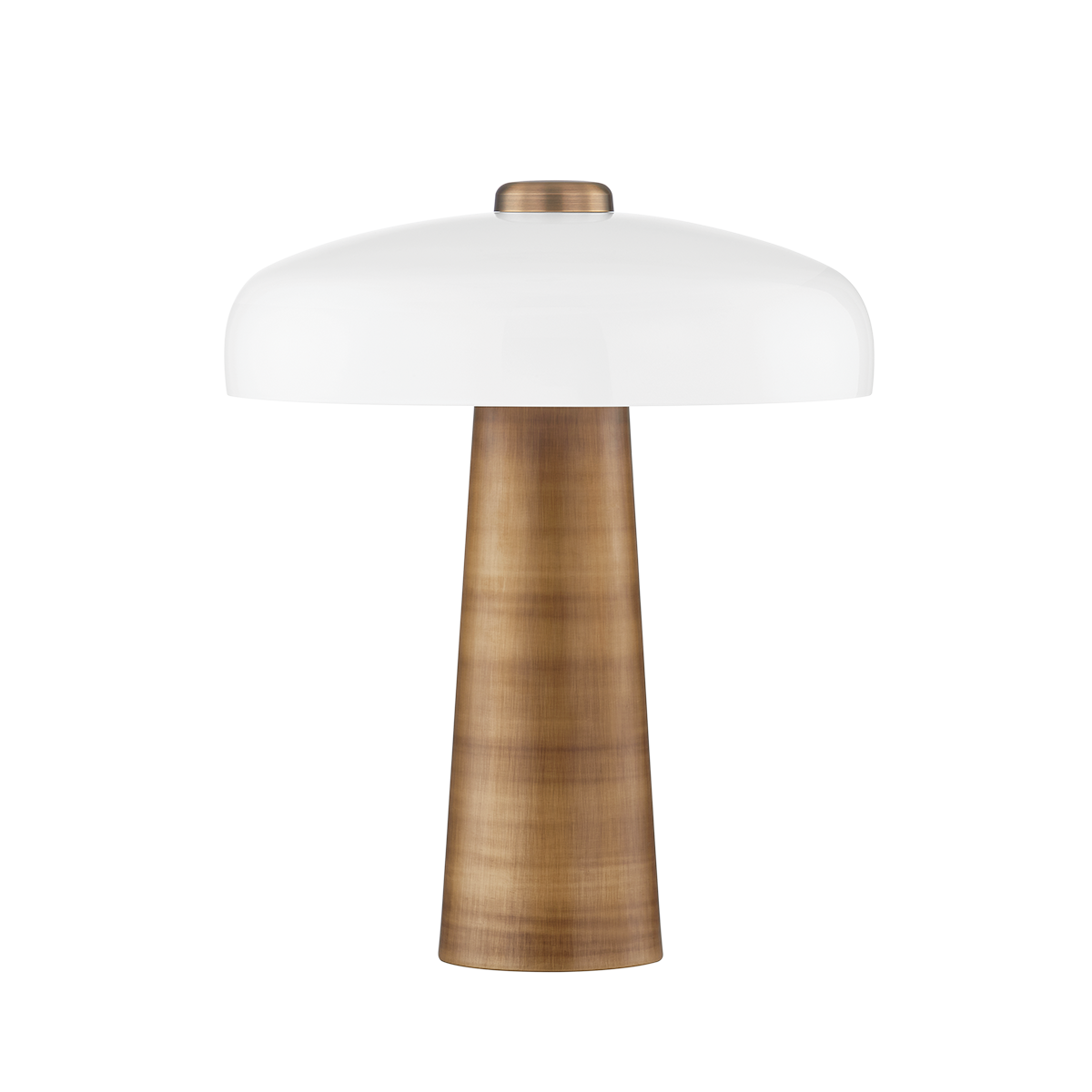 Lush Table Lamp – Patina Brass with White Glass Shade
