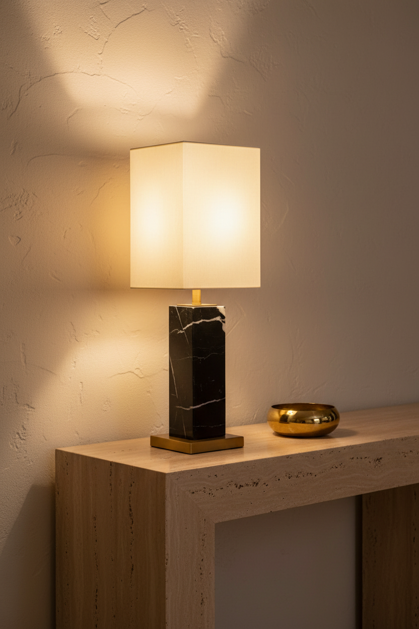Pax Black Marble Table Lamp