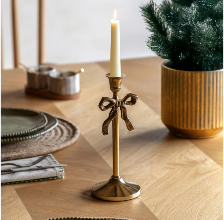 Bow Dinner Candle Holder – Gold