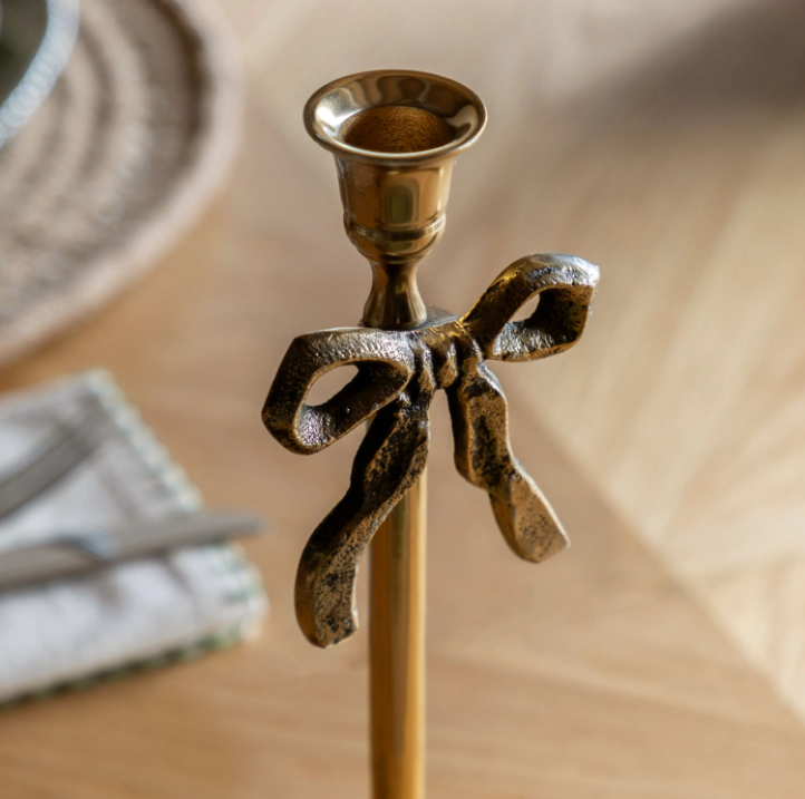 Bow Dinner Candle Holder – Gold