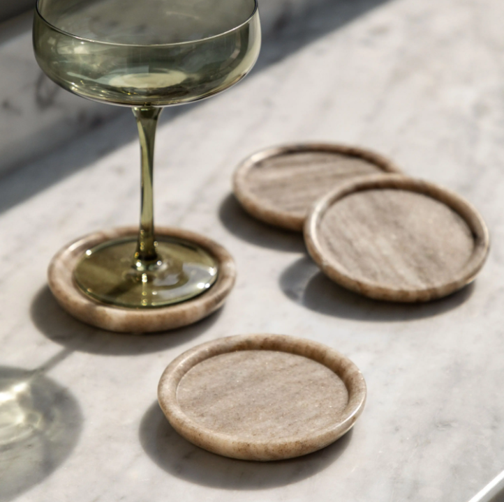 Novi Round Coasters Set of 4 – Beige Marble