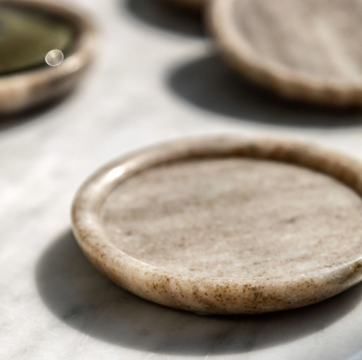 Novi Round Coasters Set of 4 – Beige Marble