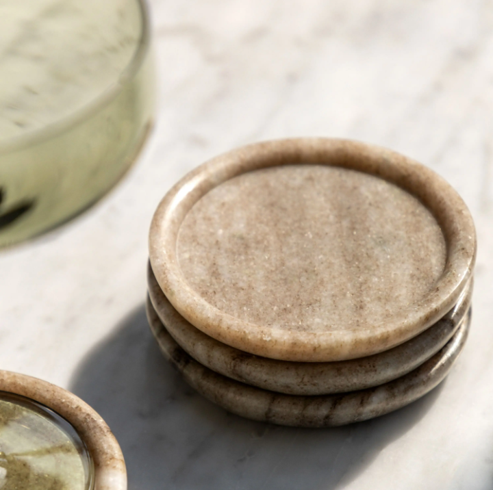 Novi Round Coasters Set of 4 – Beige Marble