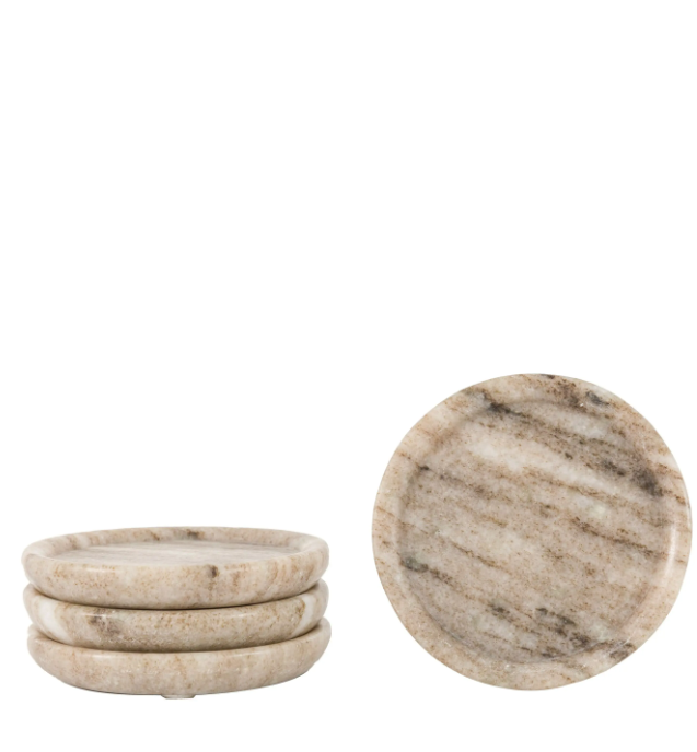 Novi Round Coasters Set of 4 – Beige Marble
