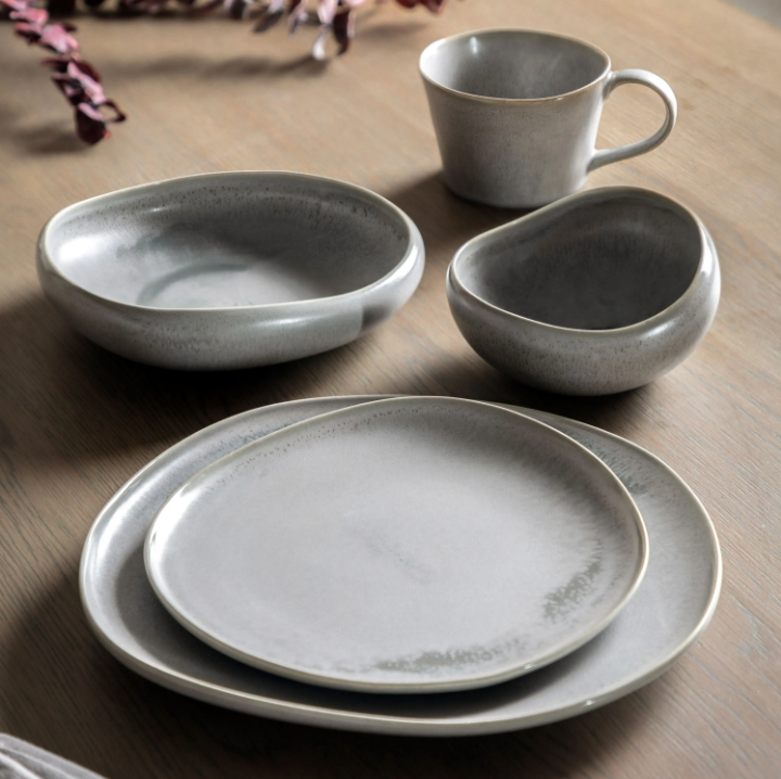 Pebble Glaze Side Plate – Dove Grey (Pack of 4)