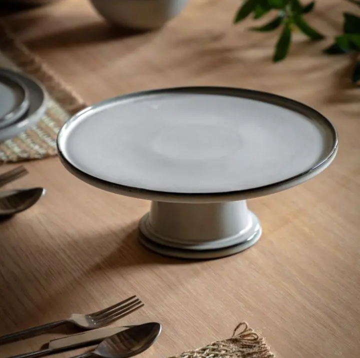 Reactive Glaze Cake Stand – Pale Grey