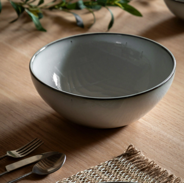 Reactive Glaze Pasta Bowl – Pale Grey