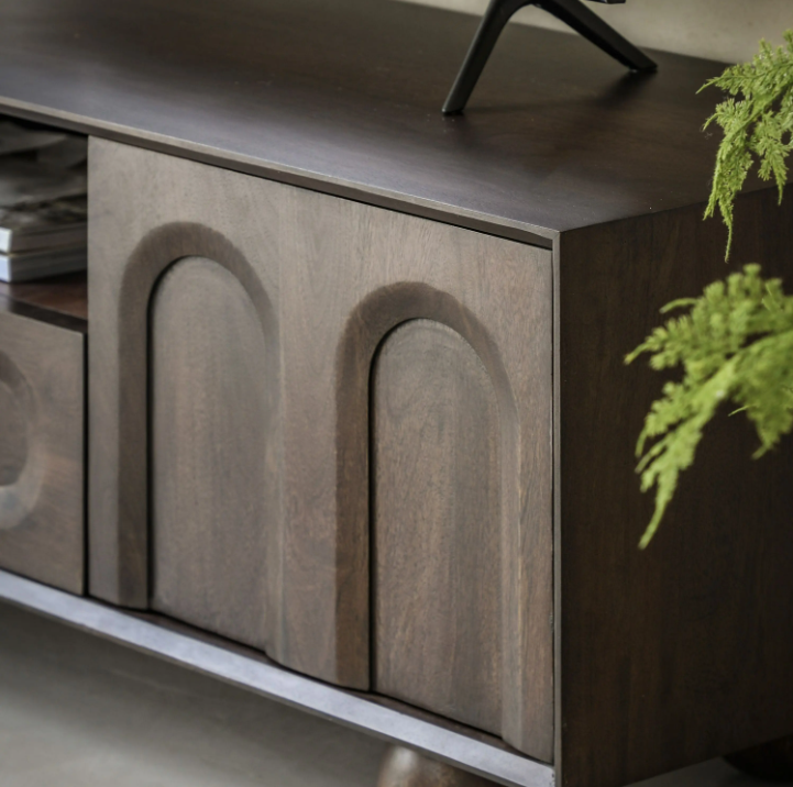 Arc Media Unit – Walnut Mango Wood