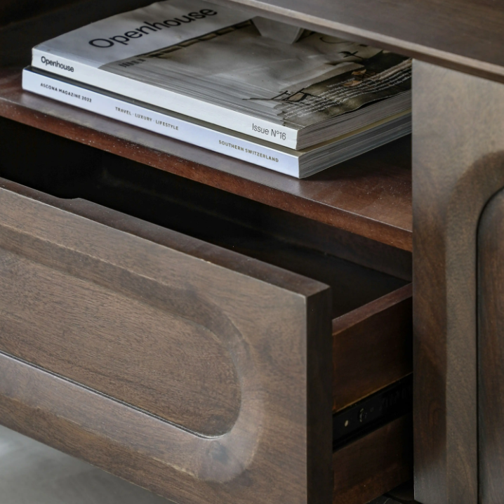 Arc Media Unit – Walnut Mango Wood